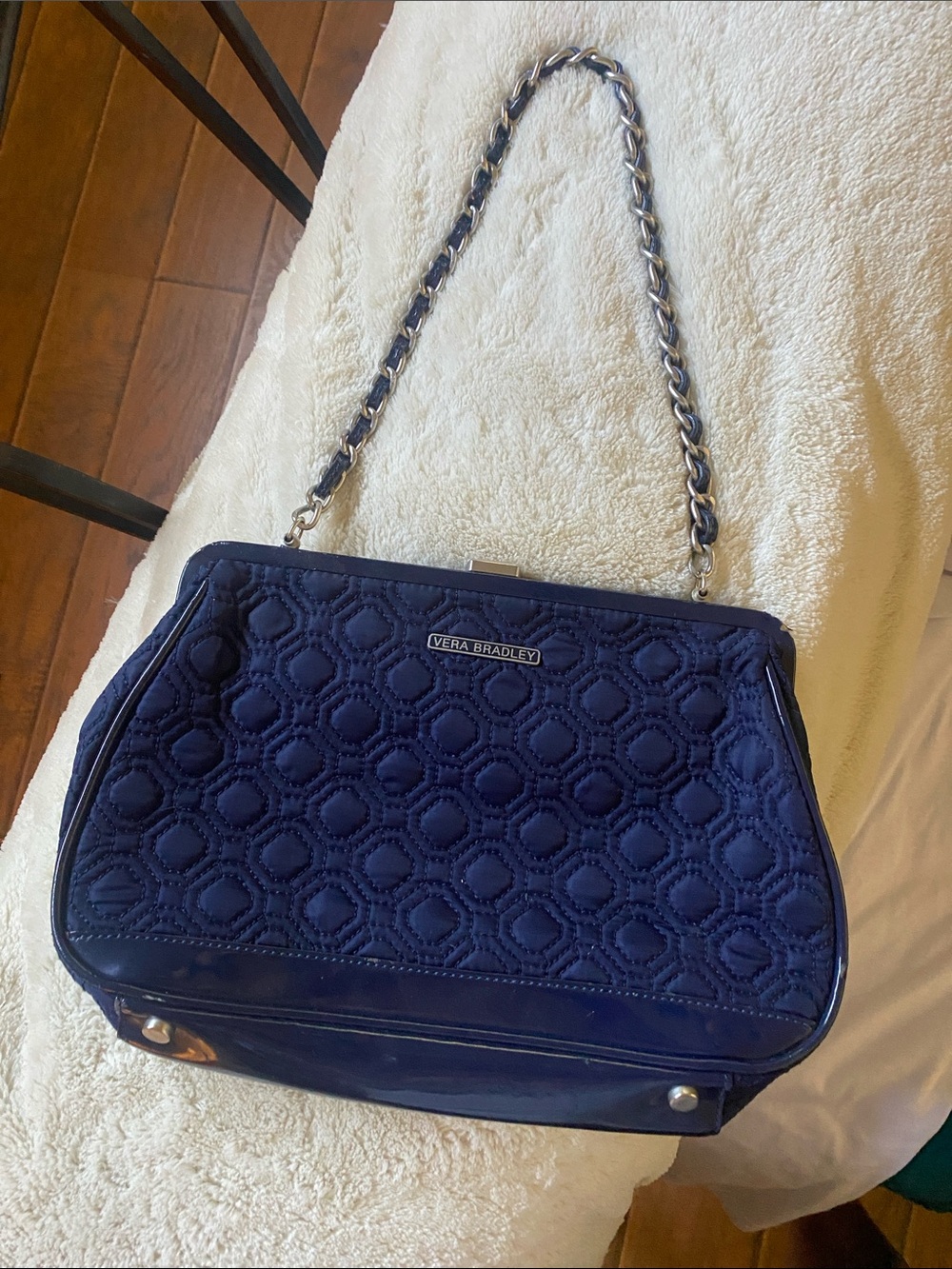 Vera Bradley Navy Quilted Chain-Shoulder Bag